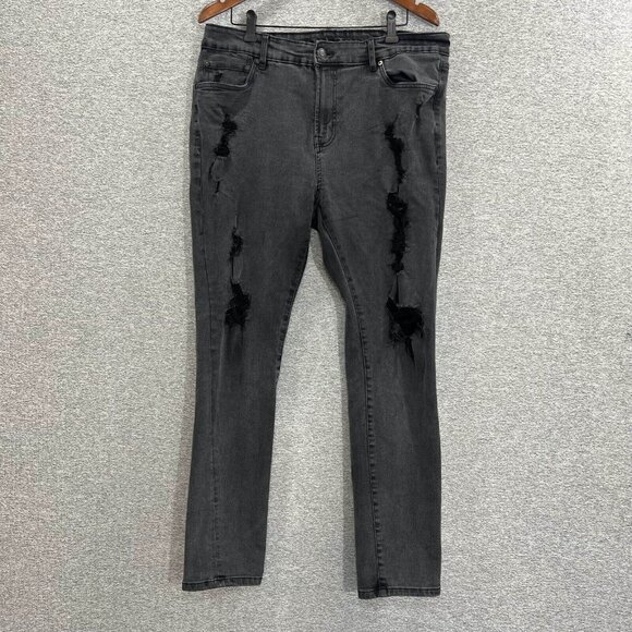 Aeropostale Jeans Womens Size 38 Black Skinny Distressed High Rise Stretch - Picture 14 of 14